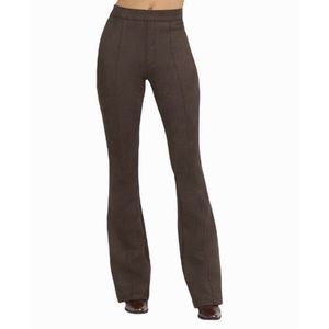 Spanx Womens Faux Suede Flare Pants Size XL Chocolate Brown Stretch